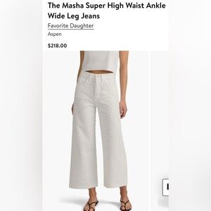 Favorite Daughter womens The Masha Super High Waist Wide Leg Jeans White Sz 27